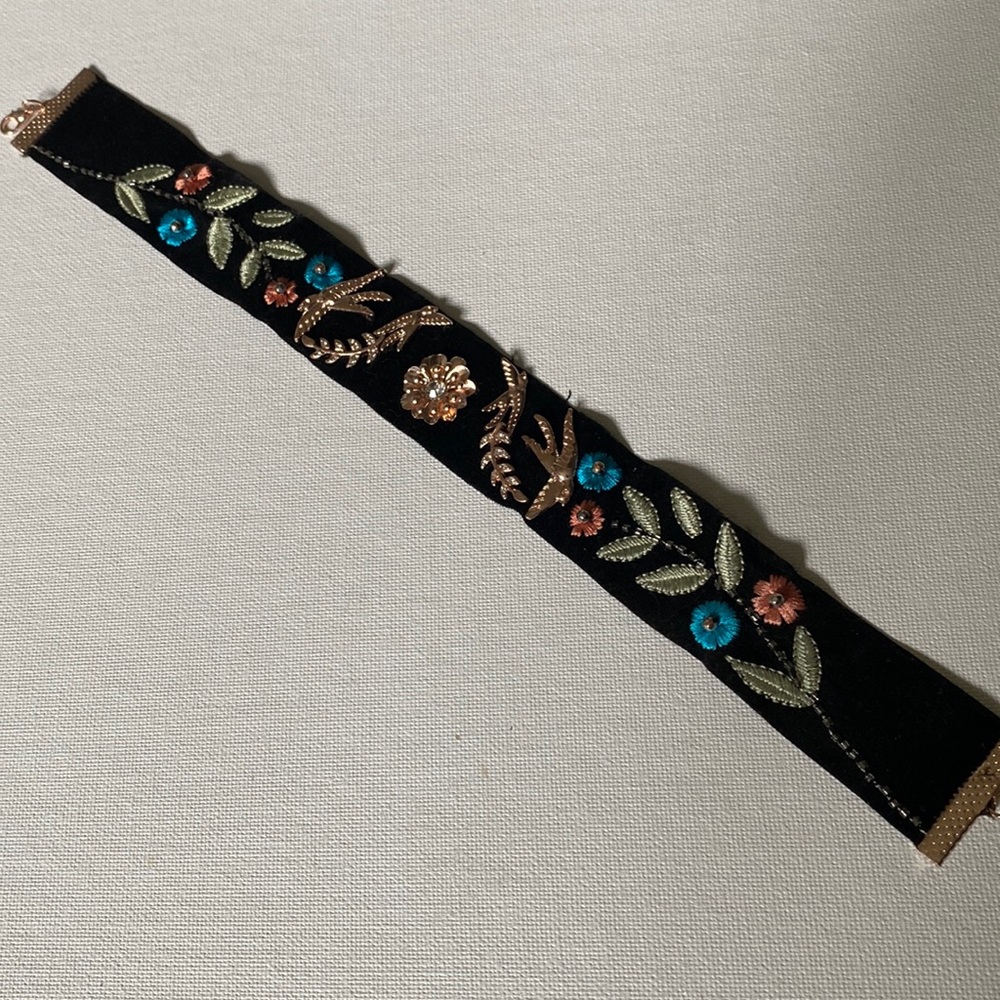 Choker Necklace, Velvet with Beads and Embroidery